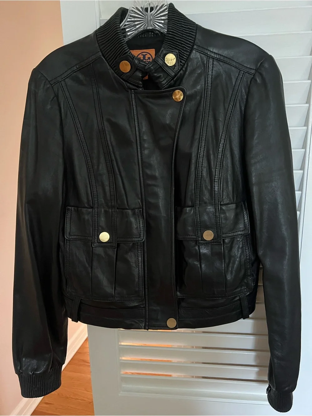 Tory Burch Leather Bomber Jacket